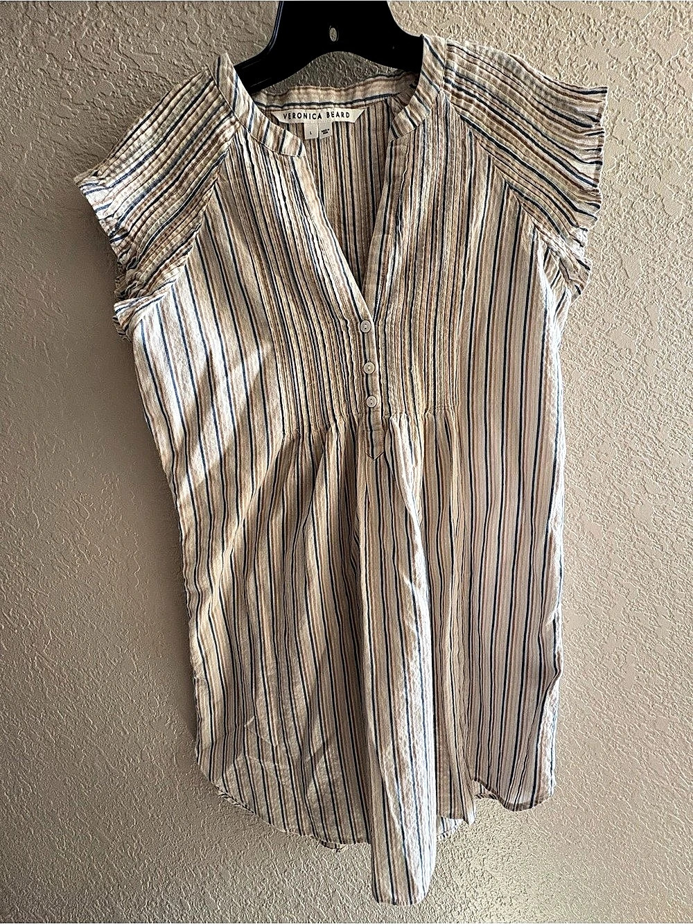 Veronica Beard Striped Cotton Dress Size Large Like New